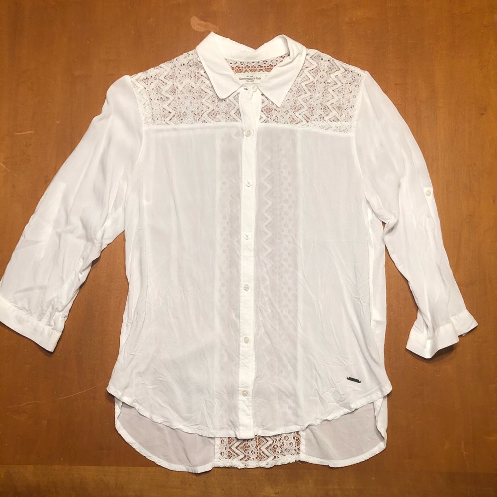 Abercrombie and Fitch White Button Down with Lace